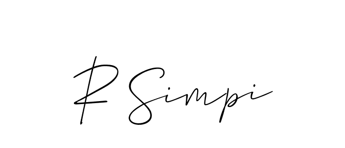 You should practise on your own different ways (Allison_Script) to write your name (R Simpi) in signature. don't let someone else do it for you. R Simpi signature style 2 images and pictures png