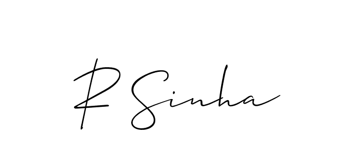 Also You can easily find your signature by using the search form. We will create R Sinha name handwritten signature images for you free of cost using Allison_Script sign style. R Sinha signature style 2 images and pictures png