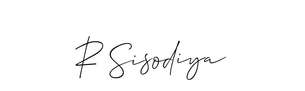 Use a signature maker to create a handwritten signature online. With this signature software, you can design (Allison_Script) your own signature for name R Sisodiya. R Sisodiya signature style 2 images and pictures png