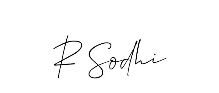 Design your own signature with our free online signature maker. With this signature software, you can create a handwritten (Allison_Script) signature for name R Sodhi. R Sodhi signature style 2 images and pictures png