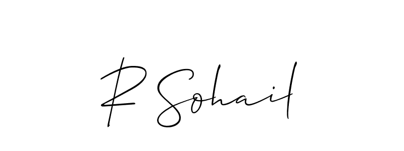 if you are searching for the best signature style for your name R Sohail. so please give up your signature search. here we have designed multiple signature styles  using Allison_Script. R Sohail signature style 2 images and pictures png