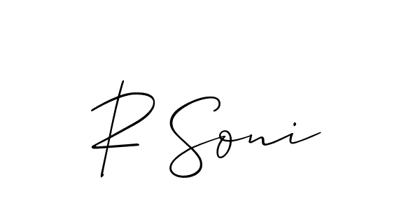 Also You can easily find your signature by using the search form. We will create R Soni name handwritten signature images for you free of cost using Allison_Script sign style. R Soni signature style 2 images and pictures png