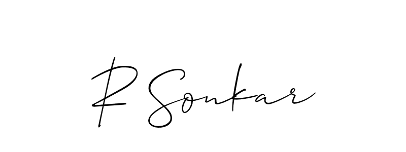 It looks lik you need a new signature style for name R Sonkar. Design unique handwritten (Allison_Script) signature with our free signature maker in just a few clicks. R Sonkar signature style 2 images and pictures png