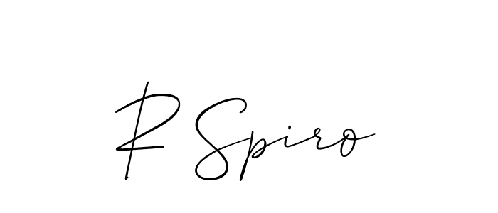 Use a signature maker to create a handwritten signature online. With this signature software, you can design (Allison_Script) your own signature for name R Spiro. R Spiro signature style 2 images and pictures png