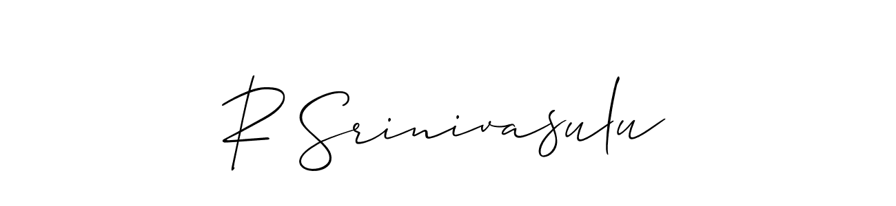 Also You can easily find your signature by using the search form. We will create R Srinivasulu name handwritten signature images for you free of cost using Allison_Script sign style. R Srinivasulu signature style 2 images and pictures png