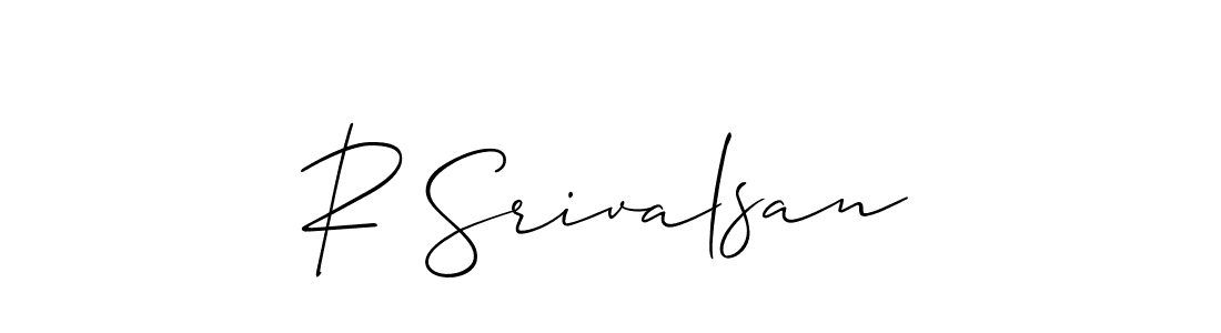 You should practise on your own different ways (Allison_Script) to write your name (R Srivalsan) in signature. don't let someone else do it for you. R Srivalsan signature style 2 images and pictures png