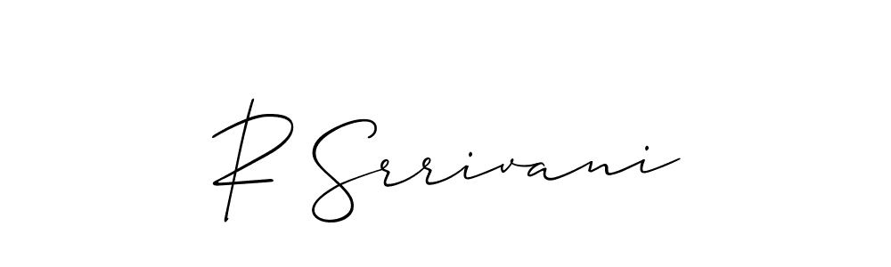 The best way (Allison_Script) to make a short signature is to pick only two or three words in your name. The name R Srrivani include a total of six letters. For converting this name. R Srrivani signature style 2 images and pictures png