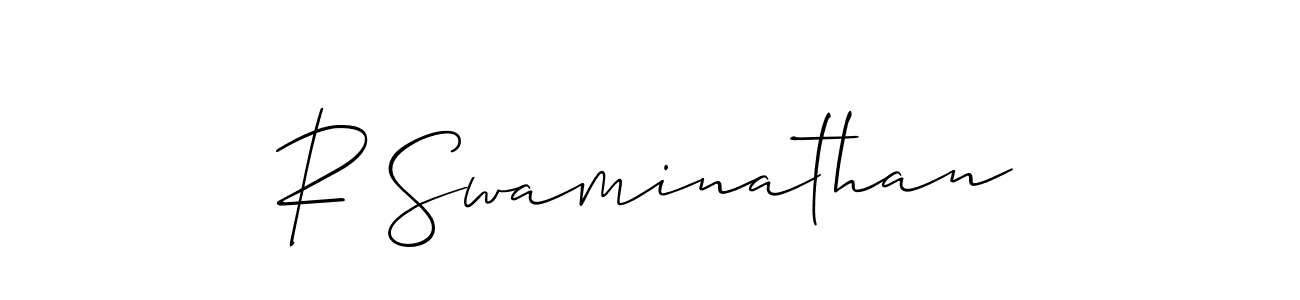 How to make R Swaminathan signature? Allison_Script is a professional autograph style. Create handwritten signature for R Swaminathan name. R Swaminathan signature style 2 images and pictures png