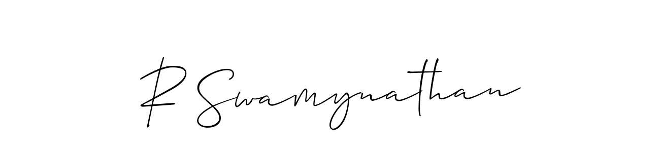 Design your own signature with our free online signature maker. With this signature software, you can create a handwritten (Allison_Script) signature for name R Swamynathan. R Swamynathan signature style 2 images and pictures png