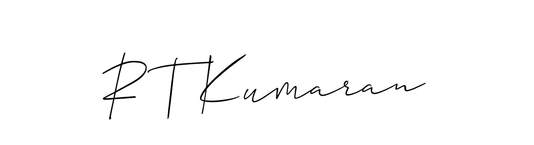 It looks lik you need a new signature style for name R T Kumaran. Design unique handwritten (Allison_Script) signature with our free signature maker in just a few clicks. R T Kumaran signature style 2 images and pictures png