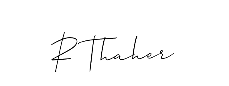 Create a beautiful signature design for name R Thaher. With this signature (Allison_Script) fonts, you can make a handwritten signature for free. R Thaher signature style 2 images and pictures png