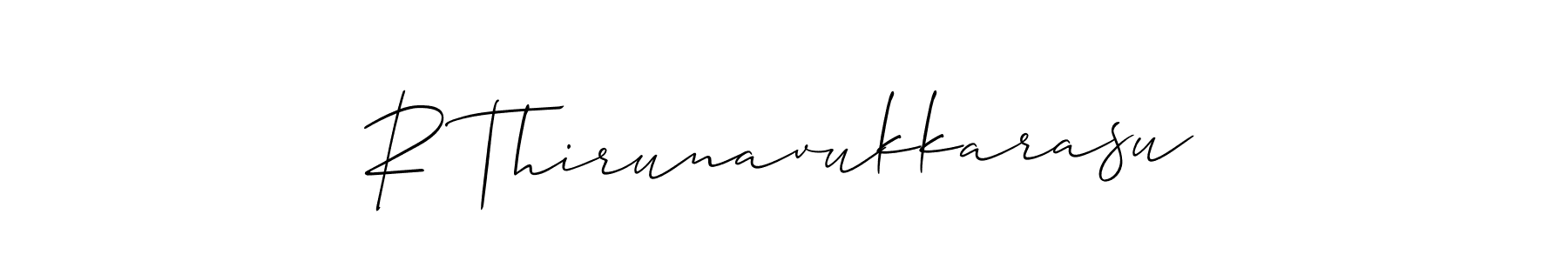 Also we have R Thirunavukkarasu name is the best signature style. Create professional handwritten signature collection using Allison_Script autograph style. R Thirunavukkarasu signature style 2 images and pictures png