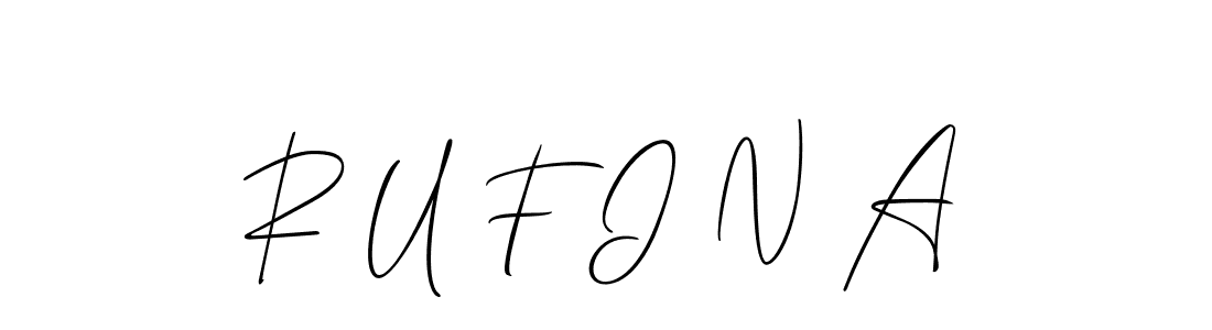 Allison_Script is a professional signature style that is perfect for those who want to add a touch of class to their signature. It is also a great choice for those who want to make their signature more unique. Get R U F I N A name to fancy signature for free. R U F I N A signature style 2 images and pictures png