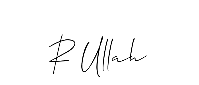 if you are searching for the best signature style for your name R Ullah. so please give up your signature search. here we have designed multiple signature styles  using Allison_Script. R Ullah signature style 2 images and pictures png