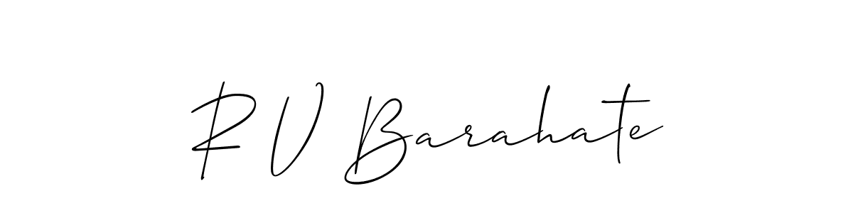 Also You can easily find your signature by using the search form. We will create R V Barahate name handwritten signature images for you free of cost using Allison_Script sign style. R V Barahate signature style 2 images and pictures png