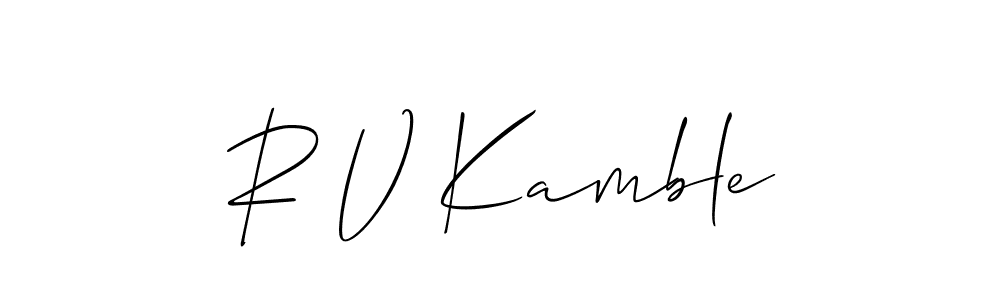 Also You can easily find your signature by using the search form. We will create R V Kamble name handwritten signature images for you free of cost using Allison_Script sign style. R V Kamble signature style 2 images and pictures png