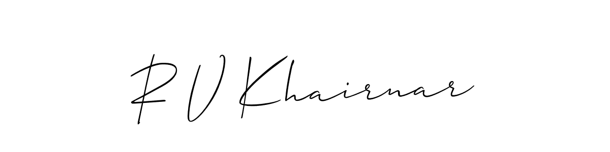 Create a beautiful signature design for name R V Khairnar. With this signature (Allison_Script) fonts, you can make a handwritten signature for free. R V Khairnar signature style 2 images and pictures png