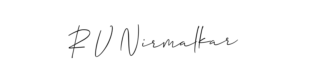 Make a beautiful signature design for name R V Nirmalkar. With this signature (Allison_Script) style, you can create a handwritten signature for free. R V Nirmalkar signature style 2 images and pictures png