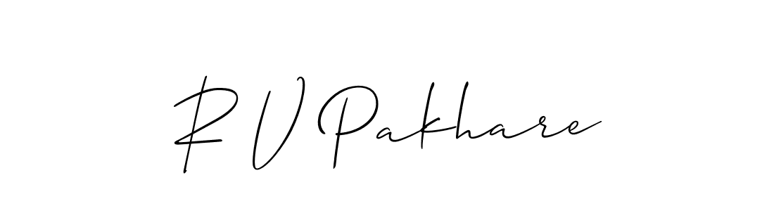 Allison_Script is a professional signature style that is perfect for those who want to add a touch of class to their signature. It is also a great choice for those who want to make their signature more unique. Get R V Pakhare name to fancy signature for free. R V Pakhare signature style 2 images and pictures png