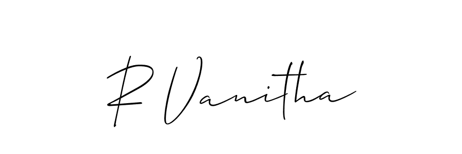 You should practise on your own different ways (Allison_Script) to write your name (R Vanitha) in signature. don't let someone else do it for you. R Vanitha signature style 2 images and pictures png