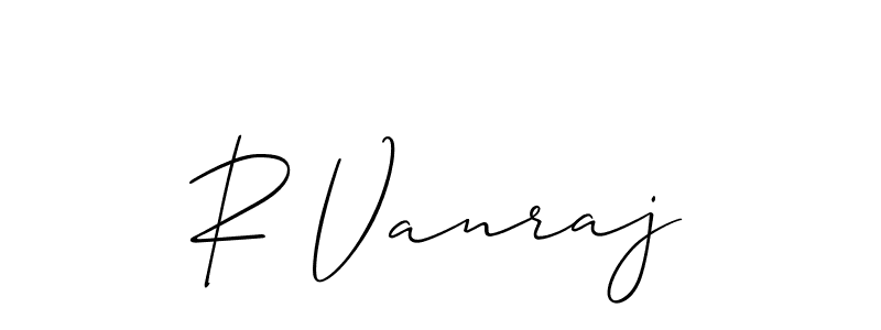 Use a signature maker to create a handwritten signature online. With this signature software, you can design (Allison_Script) your own signature for name R Vanraj. R Vanraj signature style 2 images and pictures png
