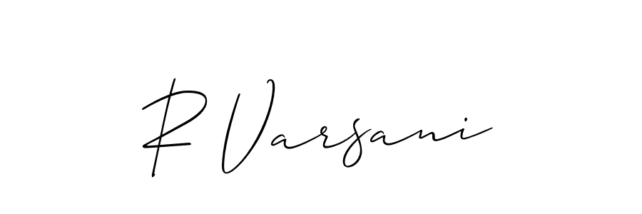 Allison_Script is a professional signature style that is perfect for those who want to add a touch of class to their signature. It is also a great choice for those who want to make their signature more unique. Get R Varsani name to fancy signature for free. R Varsani signature style 2 images and pictures png