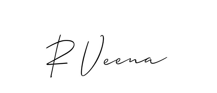 The best way (Allison_Script) to make a short signature is to pick only two or three words in your name. The name R Veena include a total of six letters. For converting this name. R Veena signature style 2 images and pictures png