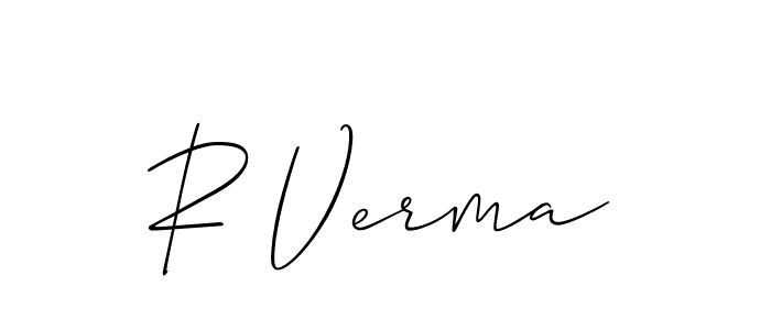 Also You can easily find your signature by using the search form. We will create R Verma name handwritten signature images for you free of cost using Allison_Script sign style. R Verma signature style 2 images and pictures png