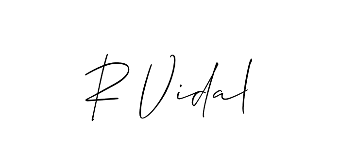 Allison_Script is a professional signature style that is perfect for those who want to add a touch of class to their signature. It is also a great choice for those who want to make their signature more unique. Get R Vidal name to fancy signature for free. R Vidal signature style 2 images and pictures png