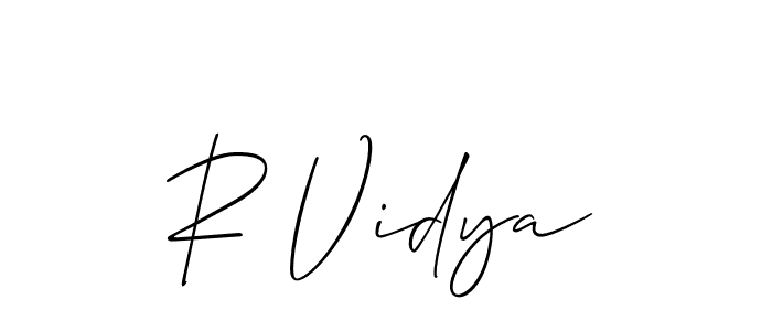 How to Draw R Vidya signature style? Allison_Script is a latest design signature styles for name R Vidya. R Vidya signature style 2 images and pictures png