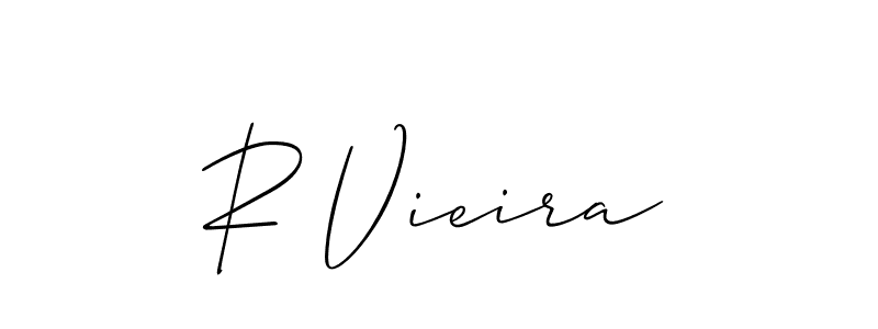 Make a beautiful signature design for name R Vieira. With this signature (Allison_Script) style, you can create a handwritten signature for free. R Vieira signature style 2 images and pictures png