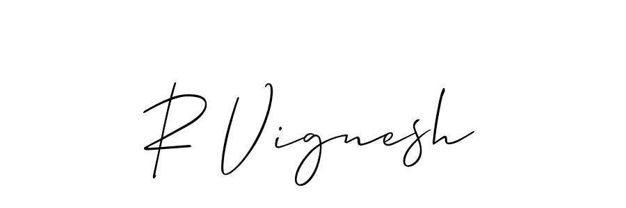 How to make R Vignesh signature? Allison_Script is a professional autograph style. Create handwritten signature for R Vignesh name. R Vignesh signature style 2 images and pictures png