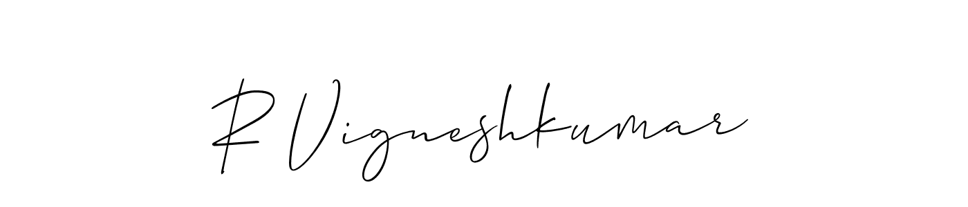 How to make R Vigneshkumar name signature. Use Allison_Script style for creating short signs online. This is the latest handwritten sign. R Vigneshkumar signature style 2 images and pictures png