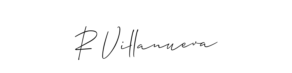 How to make R Villanueva signature? Allison_Script is a professional autograph style. Create handwritten signature for R Villanueva name. R Villanueva signature style 2 images and pictures png