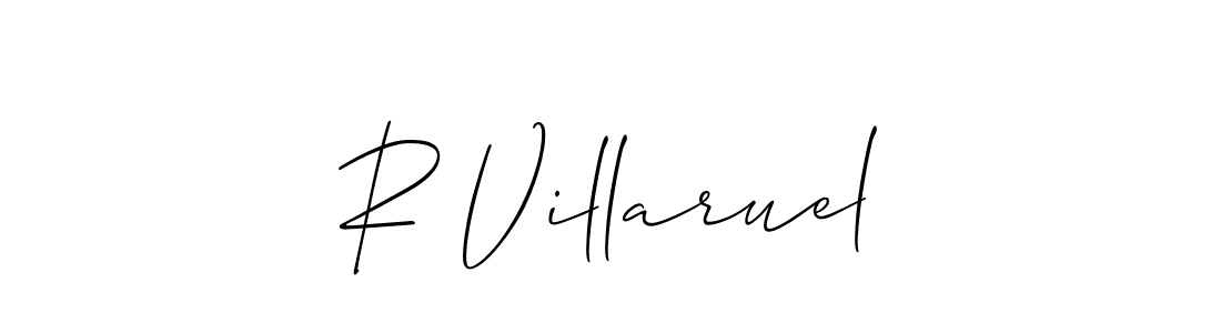 Use a signature maker to create a handwritten signature online. With this signature software, you can design (Allison_Script) your own signature for name R Villaruel. R Villaruel signature style 2 images and pictures png