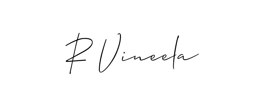 It looks lik you need a new signature style for name R Vineela. Design unique handwritten (Allison_Script) signature with our free signature maker in just a few clicks. R Vineela signature style 2 images and pictures png