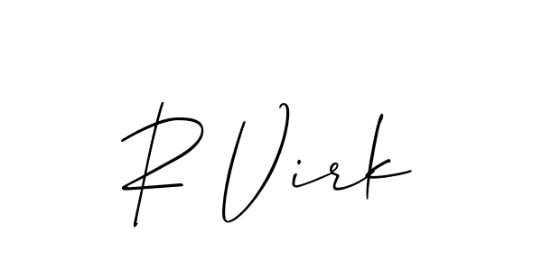 The best way (Allison_Script) to make a short signature is to pick only two or three words in your name. The name R Virk include a total of six letters. For converting this name. R Virk signature style 2 images and pictures png