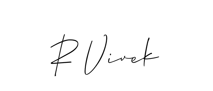 You can use this online signature creator to create a handwritten signature for the name R Vivek. This is the best online autograph maker. R Vivek signature style 2 images and pictures png