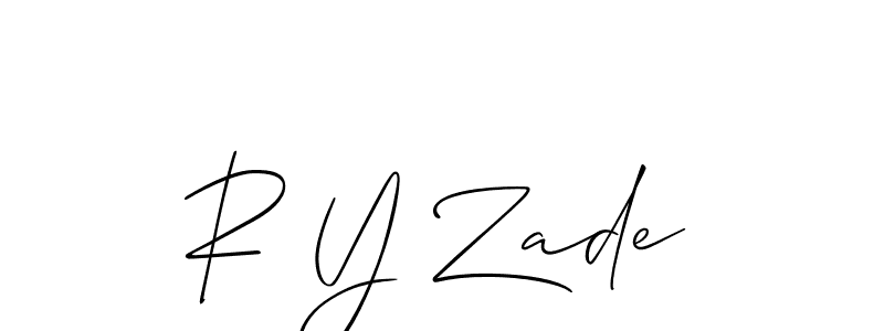 How to make R Y Zade name signature. Use Allison_Script style for creating short signs online. This is the latest handwritten sign. R Y Zade signature style 2 images and pictures png