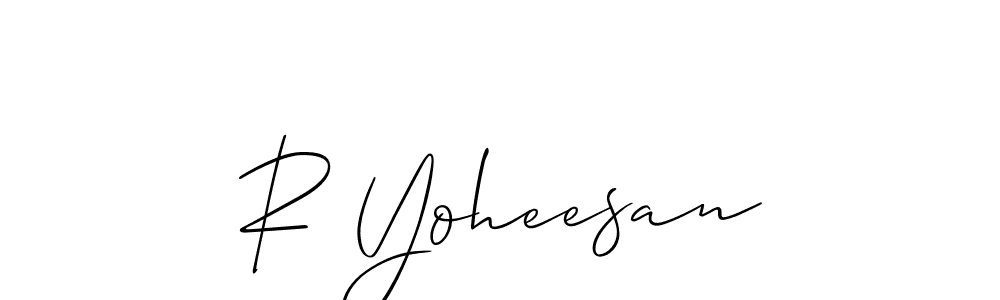 You should practise on your own different ways (Allison_Script) to write your name (R Yoheesan) in signature. don't let someone else do it for you. R Yoheesan signature style 2 images and pictures png