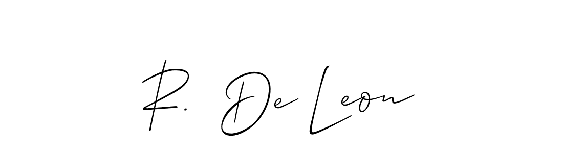 How to make R.  De Leon name signature. Use Allison_Script style for creating short signs online. This is the latest handwritten sign. R.  De Leon signature style 2 images and pictures png