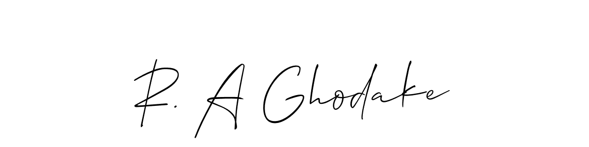 Use a signature maker to create a handwritten signature online. With this signature software, you can design (Allison_Script) your own signature for name R. A Ghodake. R. A Ghodake signature style 2 images and pictures png