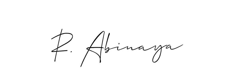 Use a signature maker to create a handwritten signature online. With this signature software, you can design (Allison_Script) your own signature for name R. Abinaya. R. Abinaya signature style 2 images and pictures png