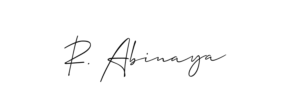 Use a signature maker to create a handwritten signature online. With this signature software, you can design (Allison_Script) your own signature for name R. Abinaya. R. Abinaya signature style 2 images and pictures png