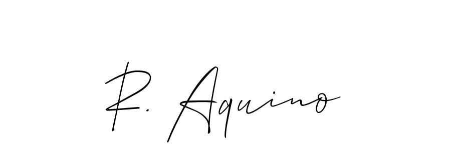 The best way (Allison_Script) to make a short signature is to pick only two or three words in your name. The name R. Aquino include a total of six letters. For converting this name. R. Aquino signature style 2 images and pictures png