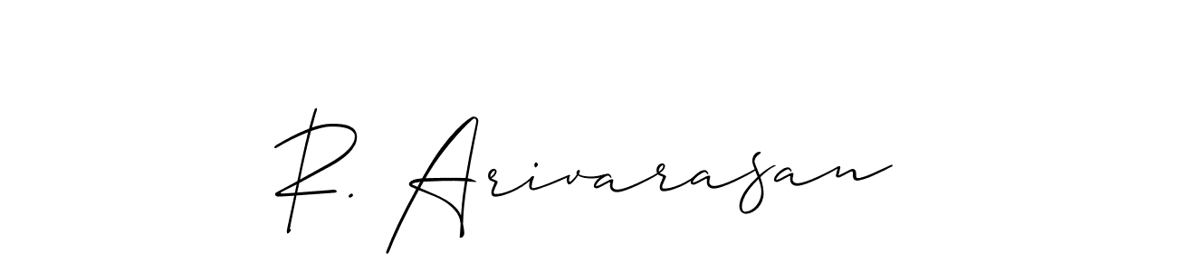 Design your own signature with our free online signature maker. With this signature software, you can create a handwritten (Allison_Script) signature for name R. Arivarasan. R. Arivarasan signature style 2 images and pictures png
