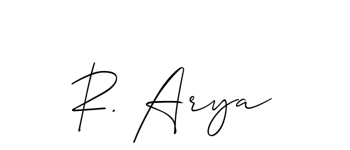 How to make R. Arya name signature. Use Allison_Script style for creating short signs online. This is the latest handwritten sign. R. Arya signature style 2 images and pictures png