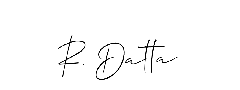 Check out images of Autograph of R. Datta name. Actor R. Datta Signature Style. Allison_Script is a professional sign style online. R. Datta signature style 2 images and pictures png