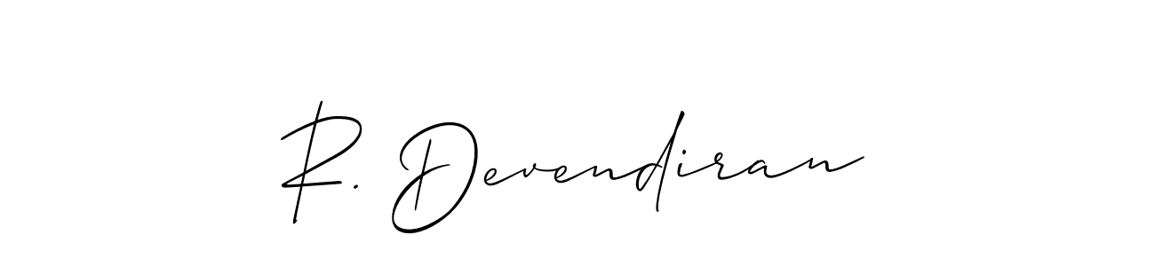 if you are searching for the best signature style for your name R. Devendiran. so please give up your signature search. here we have designed multiple signature styles  using Allison_Script. R. Devendiran signature style 2 images and pictures png