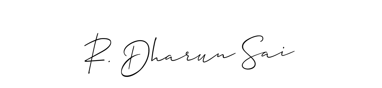 You should practise on your own different ways (Allison_Script) to write your name (R. Dharun Sai) in signature. don't let someone else do it for you. R. Dharun Sai signature style 2 images and pictures png